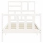 Weißer Massivholzbettrahmen mit Kopfteil 90x200 cm von vidaXL, Betten und Lattenroste - Ref: Foro24-3193062, Preis: 95,93 €, ...