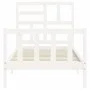 White solid wood bed frame with headboard 90x200 cm by vidaXL, Beds and slatted bases - Ref: Foro24-3193062, Price: 94,72 €, ...