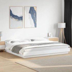 Estructura de cama madera de ingeniería blanca 200x200 cm en Camas y somieres | Comprar online en Foro24