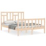 Double bed frame with solid wood headboard by vidaXL, Beds and slatted bases - Ref: Foro24-3193111, Price: 114,37 €, Discount: %