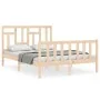 Double bed frame with solid wood headboard by vidaXL, Beds and slatted bases - Ref: Foro24-3193111, Price: 112,89 €, Discount: %