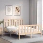 Double bed frame with solid wood headboard by vidaXL, Beds and slatted bases - Ref: Foro24-3193111, Price: 112,89 €, Discount: %