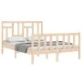 Double bed frame with solid wood headboard by vidaXL, Beds and slatted bases - Ref: Foro24-3193111, Price: 112,89 €, Discount: %