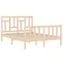 Double bed frame with solid wood headboard by vidaXL, Beds and slatted bases - Ref: Foro24-3193111, Price: 112,89 €, Discount: %