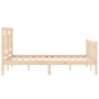 Double bed frame with solid wood headboard by vidaXL, Beds and slatted bases - Ref: Foro24-3193111, Price: 114,37 €, Discount: %