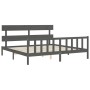 Gray solid wood bed frame with headboard 200x200 cm by vidaXL, Beds and slatted bases - Ref: Foro24-3193293, Price: 168,63 €,...
