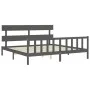 Gray solid wood bed frame with headboard 200x200 cm by vidaXL, Beds and slatted bases - Ref: Foro24-3193293, Price: 166,51 €,...