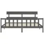 Gray solid wood bed frame with headboard 200x200 cm by vidaXL, Beds and slatted bases - Ref: Foro24-3193293, Price: 166,51 €,...