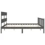 Gray solid wood bed frame with headboard 200x200 cm by vidaXL, Beds and slatted bases - Ref: Foro24-3193293, Price: 166,51 €,...