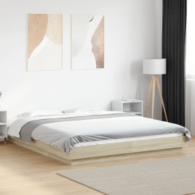Estructura de cama madera de ingeniería roble Sonoma 160x200 cm