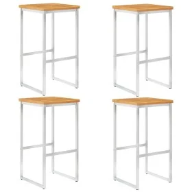 Taburetes de bar 4 uds madera maciza acacia y acero inoxidable de vidaXL, Sillas de jardín - Ref: Foro24-46507, Precio: 180,6...