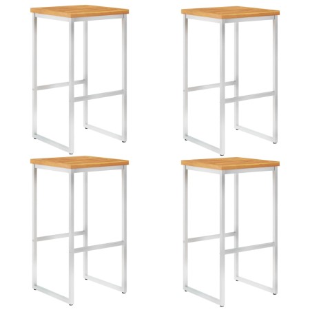 Barhocker 4 Stk. massives Akazienholz und Edelstahl von vidaXL, Gartenstühle - Ref: Foro24-46507, Preis: 182,35 €, Rabatt: %