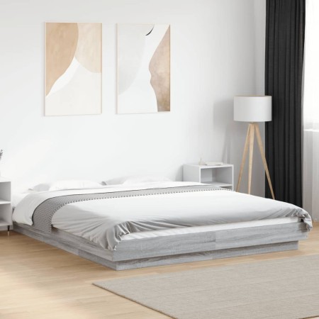Estructura de cama madera de ingeniería gris Sonoma 160x200 cm
