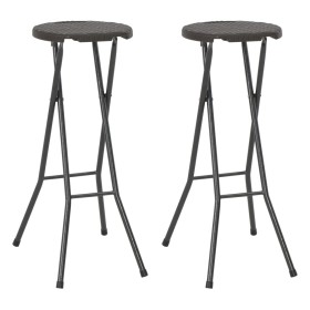 Folding garden stools 2 pcs HDPE brown steel rattan look by vidaXL, Garden chairs - Ref: Foro24-44559, Price: 81,17 €, Discou...