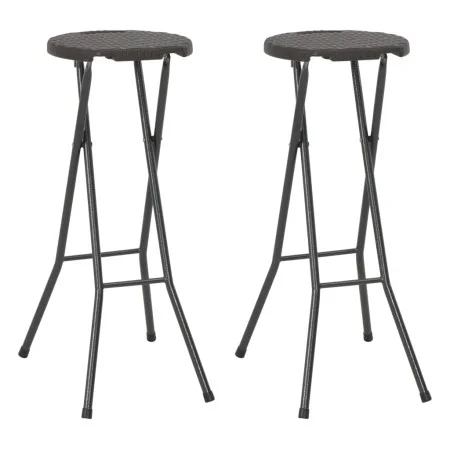 Folding garden stools 2 pcs HDPE brown steel rattan look by vidaXL, Garden chairs - Ref: Foro24-44559, Price: 74,78 €, Discou...
