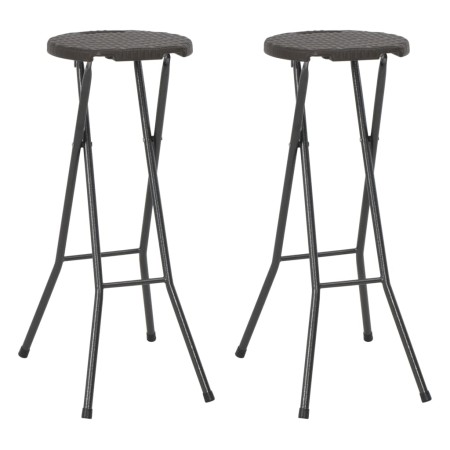 Taburetes jardín plegable 2 uds HDPE acero marrón look ratán de vidaXL, Sillas de jardín - Ref: Foro24-44559, Precio: 92,43 €