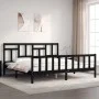 Bed frame with black solid wood headboard 200x200 cm by vidaXL, Beds and slatted bases - Ref: Foro24-3193165, Price: 201,73 €...