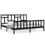 Bed frame with black solid wood headboard 200x200 cm by vidaXL, Beds and slatted bases - Ref: Foro24-3193165, Price: 201,73 €...