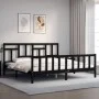 Bed frame with black solid wood headboard 200x200 cm by vidaXL, Beds and slatted bases - Ref: Foro24-3193165, Price: 201,73 €...