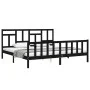 Bed frame with black solid wood headboard 200x200 cm by vidaXL, Beds and slatted bases - Ref: Foro24-3193165, Price: 201,73 €...