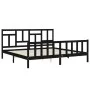 Bed frame with black solid wood headboard 200x200 cm by vidaXL, Beds and slatted bases - Ref: Foro24-3193165, Price: 201,73 €...