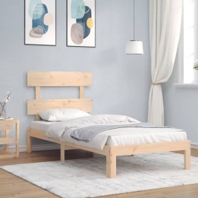 Bettgestell mit Massivholzkopfteil 90x200 cm von vidaXL, Betten und Lattenroste - Ref: Foro24-3193516, Preis: 89,20 €, Rabatt: %