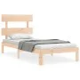 Bed frame with solid wood headboard 90x200 cm by vidaXL, Beds and slatted bases - Ref: Foro24-3193516, Price: 88,08 €, Discou...