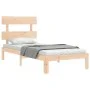 Bed frame with solid wood headboard 90x200 cm by vidaXL, Beds and slatted bases - Ref: Foro24-3193516, Price: 88,08 €, Discou...
