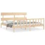 Double bed frame with solid wood headboard by vidaXL, Beds and slatted bases - Ref: Foro24-3193286, Price: 143,40 €, Discount: %
