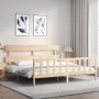Double bed frame with solid wood headboard by vidaXL, Beds and slatted bases - Ref: Foro24-3193286, Price: 143,40 €, Discount: %