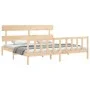 Double bed frame with solid wood headboard by vidaXL, Beds and slatted bases - Ref: Foro24-3193286, Price: 143,40 €, Discount: %