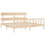 Double bed frame with solid wood headboard by vidaXL, Beds and slatted bases - Ref: Foro24-3193286, Price: 145,38 €, Discount: %