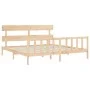 Double bed frame with solid wood headboard by vidaXL, Beds and slatted bases - Ref: Foro24-3193286, Price: 143,40 €, Discount: %