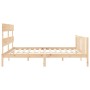 Double bed frame with solid wood headboard by vidaXL, Beds and slatted bases - Ref: Foro24-3193286, Price: 145,38 €, Discount: %