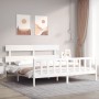 White solid wood bed frame with headboard 200x200 cm by vidaXL, Beds and slatted bases - Ref: Foro24-3193292, Price: 153,39 €...