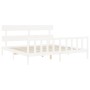 White solid wood bed frame with headboard 200x200 cm by vidaXL, Beds and slatted bases - Ref: Foro24-3193292, Price: 153,39 €...