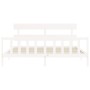 White solid wood bed frame with headboard 200x200 cm by vidaXL, Beds and slatted bases - Ref: Foro24-3193292, Price: 153,39 €...