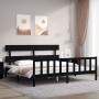 Bed frame with black solid wood headboard 200x200 cm by vidaXL, Beds and slatted bases - Ref: Foro24-3193295, Price: 204,11 €...