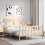 Bed frame with solid wood headboard 120x200 cm by vidaXL, Beds and slatted bases - Ref: Foro24-3193266, Price: 109,76 €, Disc...