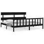 Bed frame with black solid wood headboard 200x200 cm by vidaXL, Beds and slatted bases - Ref: Foro24-3193295, Price: 201,99 €...