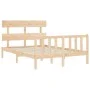 Bed frame with solid wood headboard 120x200 cm by vidaXL, Beds and slatted bases - Ref: Foro24-3193266, Price: 109,76 €, Disc...