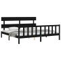 Bed frame with black solid wood headboard 200x200 cm by vidaXL, Beds and slatted bases - Ref: Foro24-3193295, Price: 204,11 €...