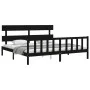 Bed frame with black solid wood headboard 200x200 cm by vidaXL, Beds and slatted bases - Ref: Foro24-3193295, Price: 201,99 €...