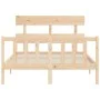 Bed frame with solid wood headboard 120x200 cm by vidaXL, Beds and slatted bases - Ref: Foro24-3193266, Price: 109,76 €, Disc...