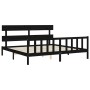Bed frame with black solid wood headboard 200x200 cm by vidaXL, Beds and slatted bases - Ref: Foro24-3193295, Price: 204,11 €...