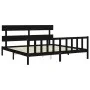 Bed frame with black solid wood headboard 200x200 cm by vidaXL, Beds and slatted bases - Ref: Foro24-3193295, Price: 201,99 €...