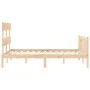 Bed frame with solid wood headboard 120x200 cm by vidaXL, Beds and slatted bases - Ref: Foro24-3193266, Price: 109,76 €, Disc...