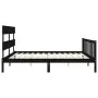 Bed frame with black solid wood headboard 200x200 cm by vidaXL, Beds and slatted bases - Ref: Foro24-3193295, Price: 201,99 €...