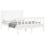 Double bed frame with white solid wood headboard by vidaXL, Beds and slatted bases - Ref: Foro24-3193177, Price: 155,23 €, Di...
