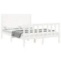 Double bed frame with white solid wood headboard by vidaXL, Beds and slatted bases - Ref: Foro24-3193177, Price: 153,20 €, Di...